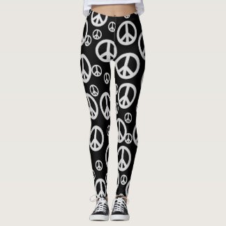 Svartvit fredssymboler leggings