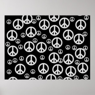 Svartvit fredssymboler poster