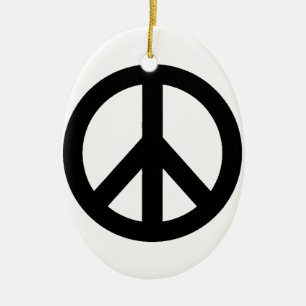 Svartvit Fredstecken, symbol Julgransprydnad Keramik