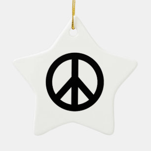 Svartvit Fredstecken, symbol Julgransprydnad Keramik