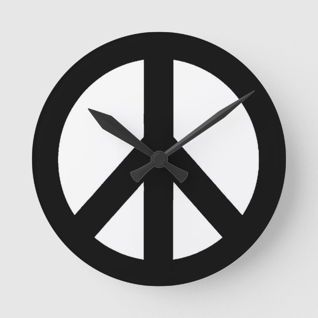 Svartvit Fredstecken, symbol Rund Klocka (Framsida)