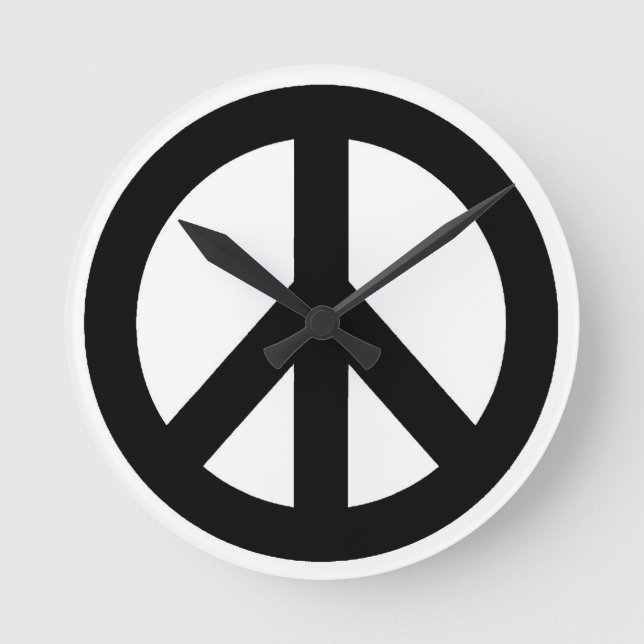 Svartvit Fredstecken, symbol Rund Klocka (Framsida)