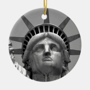 Svartvit Frihetsgudinnan New York Julgransprydnad Keramik