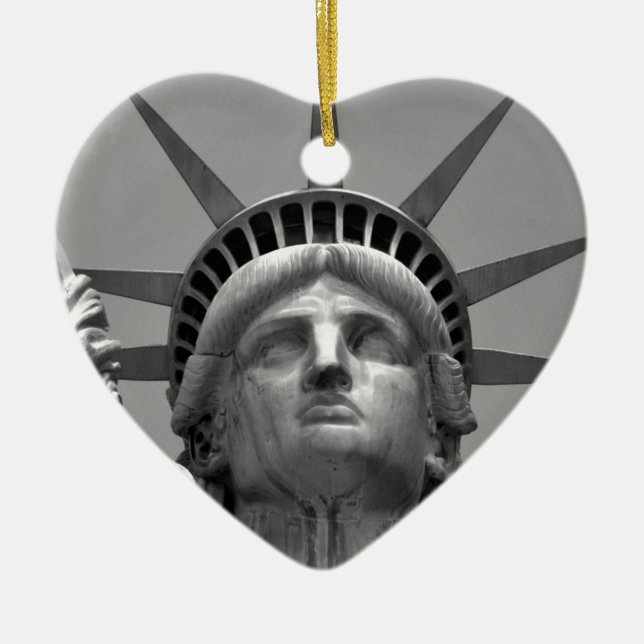 Svartvit Frihetsgudinnan New York Julgransprydnad Keramik (Framsidan)