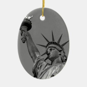 Svartvit Frihetsgudinnan New York Julgransprydnad Keramik