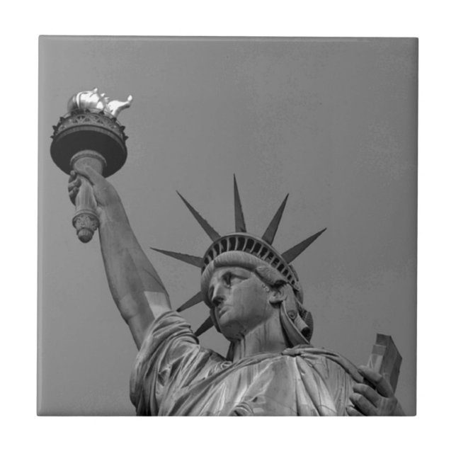 Svartvit Frihetsgudinnan New York Kakelplatta (Framsidan)