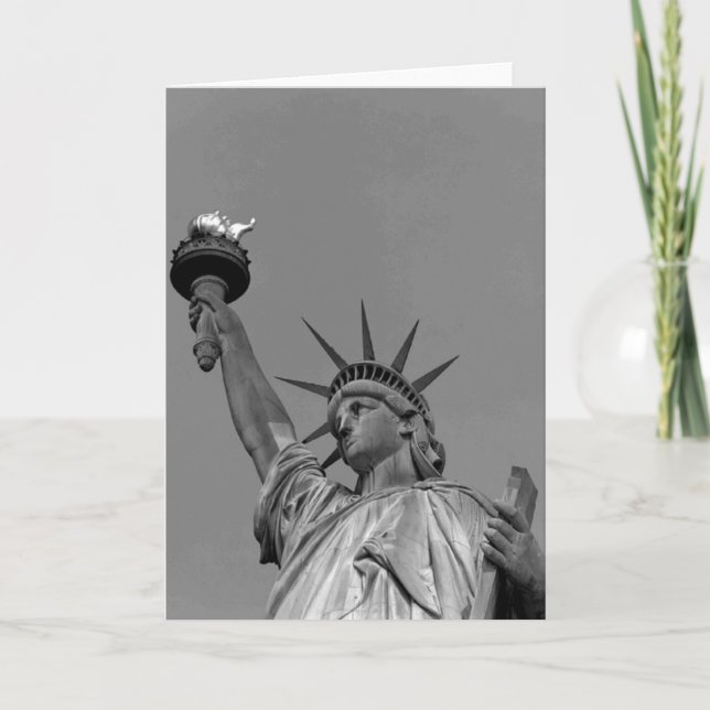 Svartvit Frihetsgudinnan New York Kort (Framsida)