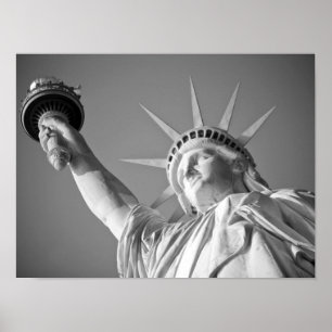 Svartvit Frihetsgudinnan New York Poster