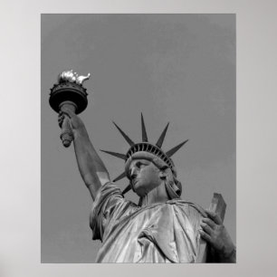 Svartvit Frihetsgudinnan New York Poster