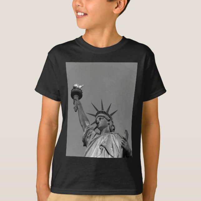 Svartvit Frihetsgudinnan New York Tee Shirt (Framsida)