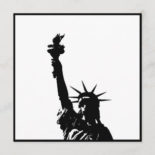 Svartvit Frihetsgudinnan Silhouette-Inbjudningskor Inbjudningar
