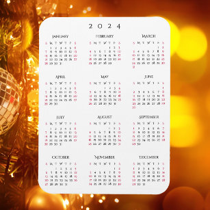 Svartvit Fullt År 2024 - Kalenderköket Magnet