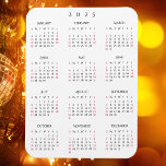 Svartvit Fullt År 2025 - Kalenderköket Magnet<br><div class="desc">Anpassningsbar,  vackert skript för elegant,  vanlig svartvitt,  2025-kalender,  högkvalitativ,  vatten och fläckbeständig,  flexibel magnet,  för alla magnetiska yta hemma eller på kontoret. Gör en underbar anpassningsbar för vänner och familj,  för helgdagar,  julklappar,  nya år.</div>