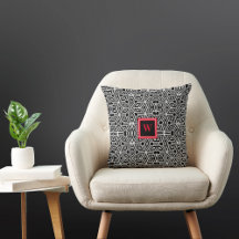 Svartvit Funky kubism Neo Geo Red Monogram
