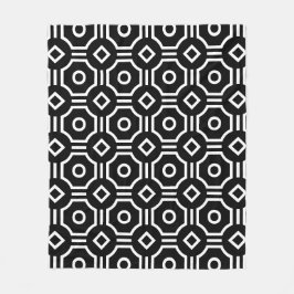 Svartvit fyrkantig cirkel Optisk Illusion Mönster Fleecefilt