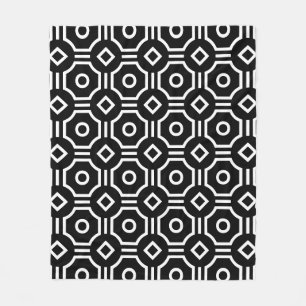 Svartvit fyrkantig cirkel Optisk Illusion Mönster Fleecefilt