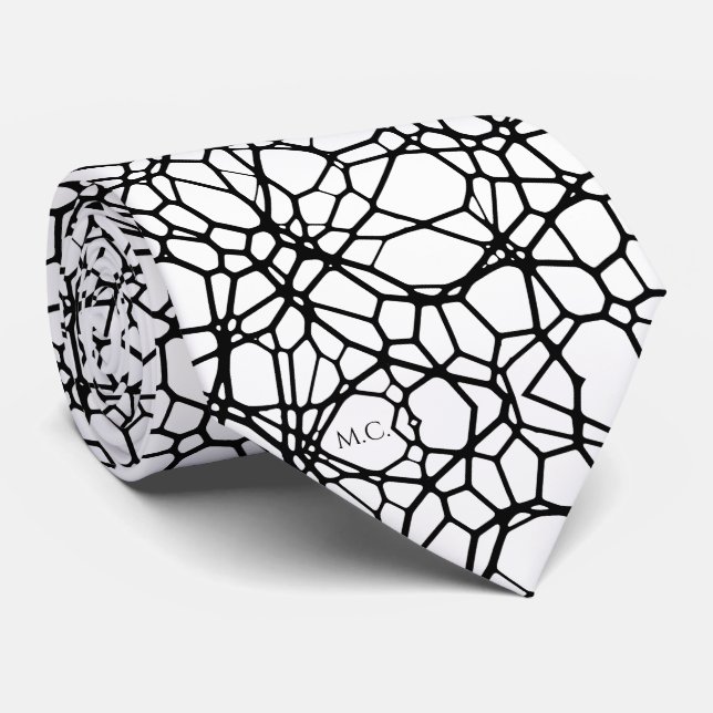 Svartvit, fyrkantig geometrisk monogram slips (Rullad)