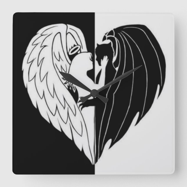 Svartvit Fyrkantig Klocka (Framsida)