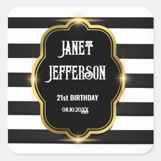 Svartvit Fyrkantigt Klistermärke