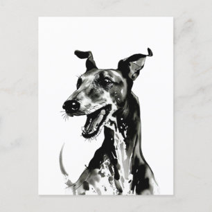 Svartvit Galgo Español Glatt Greyhound Vykort