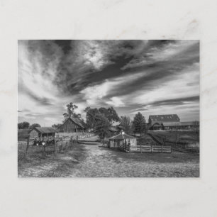 Svartvit Gammal Farm-vykort Vykort
