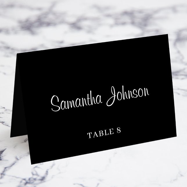 Svartvit gäst Namn Bord nr Bordsnummer (Black and White Guest Name Table No. Place Cards)