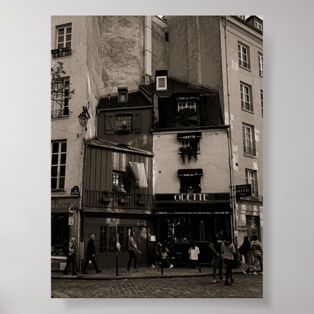 svartvit gatufotografering i Paris Poster (Framsidan)