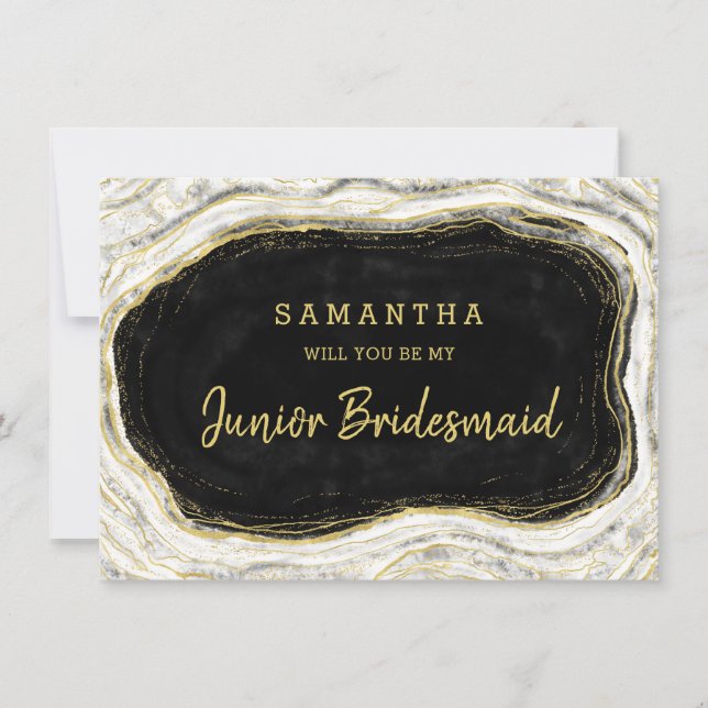 Svartvit Geode är min Junior Bridesmaid Frieri (Framsida)