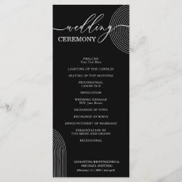 Svartvit Geometric Bröllop Ceremony Party Meny