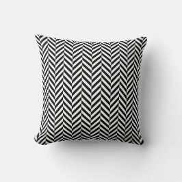 Svartvit Geometric Herringbone Mönster Kudde