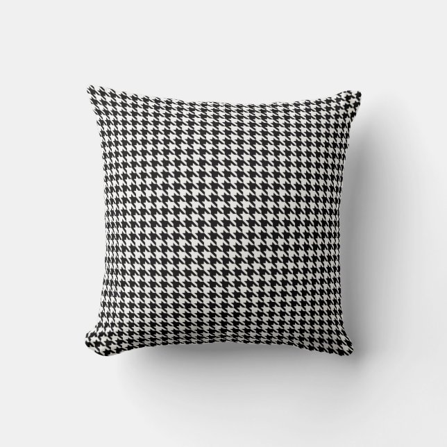 Svartvit Geometric Houndstooth Mönster Kudde (Framsida)