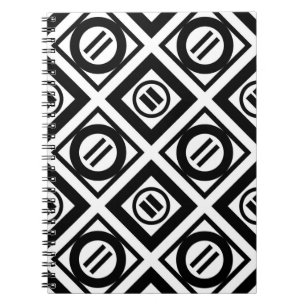 Svartvit Geometric Mönster på vitt Anteckningsbok