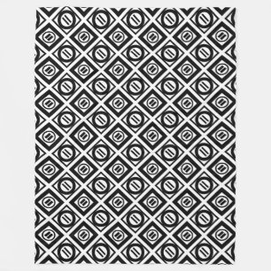Svartvit Geometric Mönster på vitt Fleecefilt