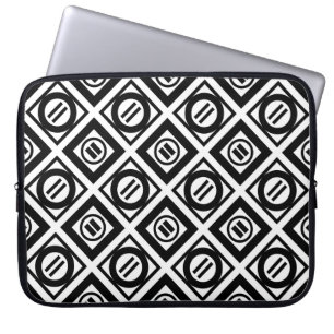 Svartvit Geometric Mönster på vitt Laptop Sleeve