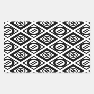 Svartvit Geometric Mönster på vitt Rektangulärt Klistermärke