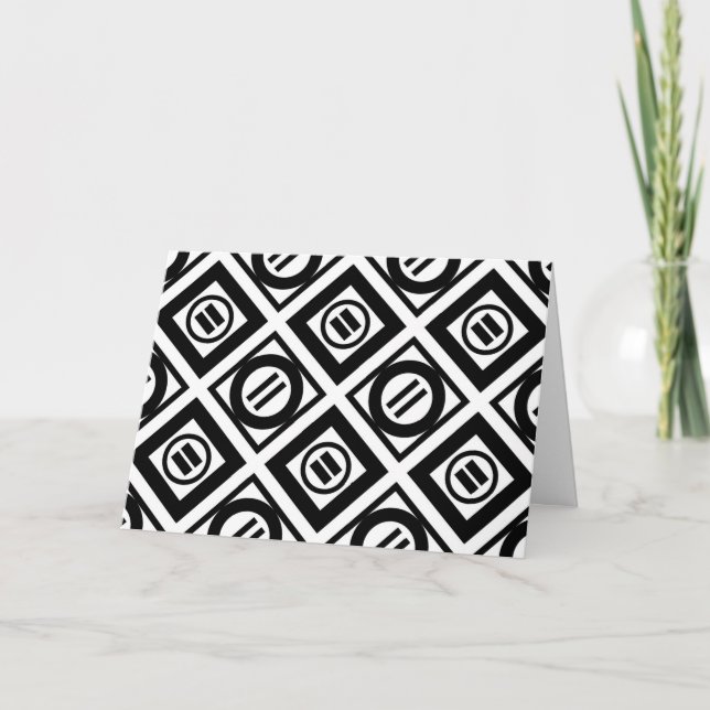 Svartvit Geometric Mönster på vitt Tack Kort (Framsida)