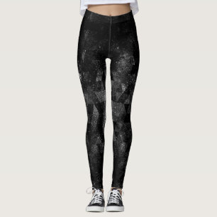 Svartvit geometrisk abstrakt med gnisttändning leggings