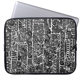 Svartvit geometrisk artikel 2 laptop fodral