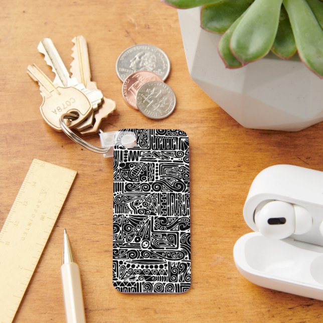 Svartvit geometrisk artikel 2 nyckelring (Skrivbord)