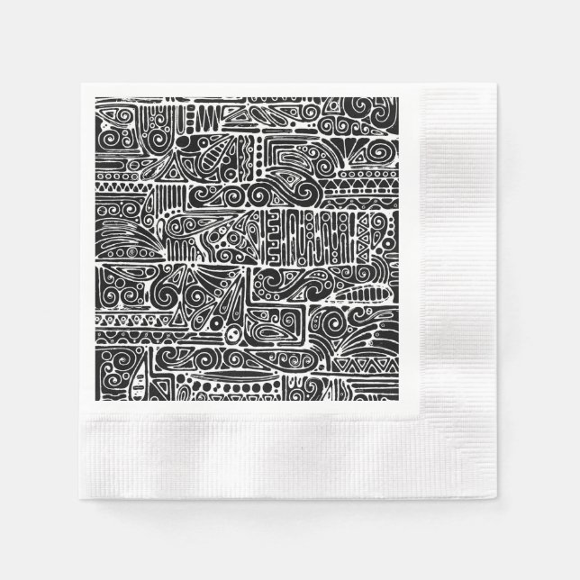 Svartvit geometrisk artikel 2 pappersservett (Framsidan)