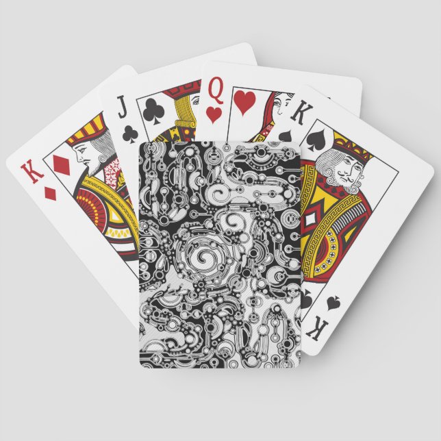 Svartvit geometrisk artikel 3 casinokort (Baksidan)