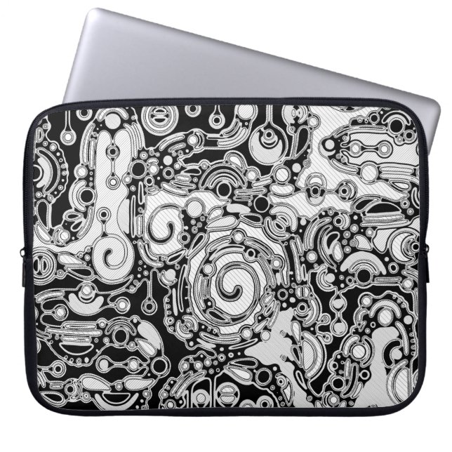 Svartvit geometrisk artikel 3 laptop fodral (Framsidan)