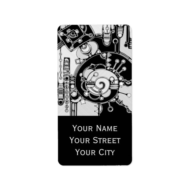 Svartvit geometrisk artikel 4 adressetikett (Framsidan)