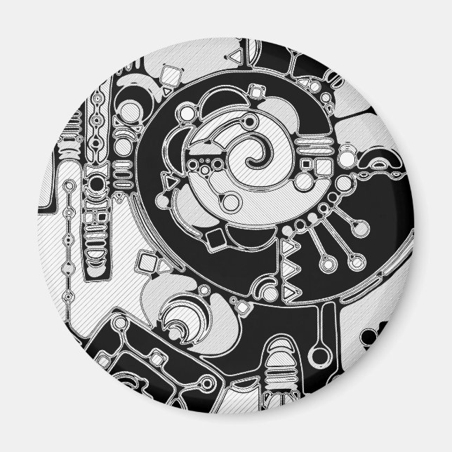 Svartvit geometrisk artikel 4 magnet (Framsidan)