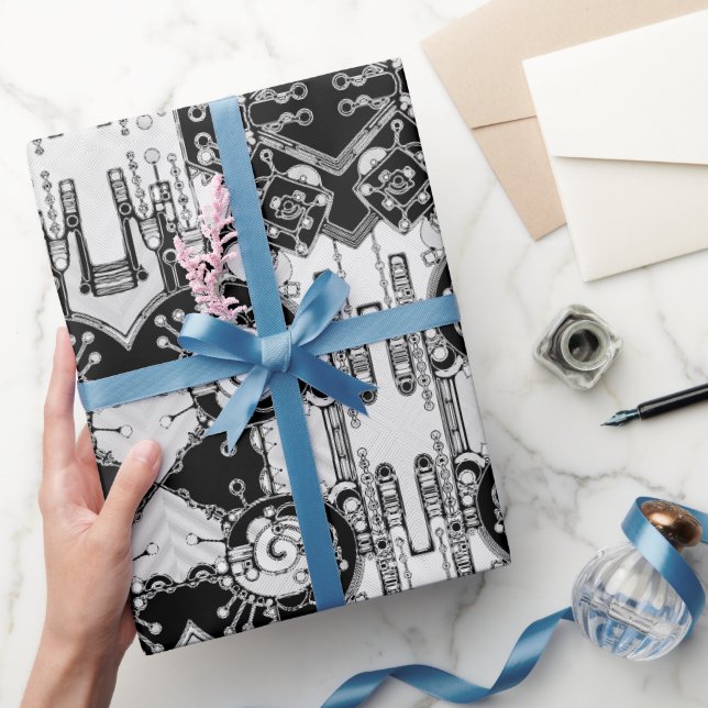 Svartvit geometrisk artikel 4 presentpapper (Gifting)