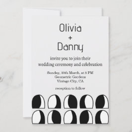 Svartvit geometrisk Contemporary Bröllop Inbjudningar