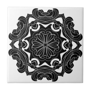 Svartvit geometrisk design kakelplatta