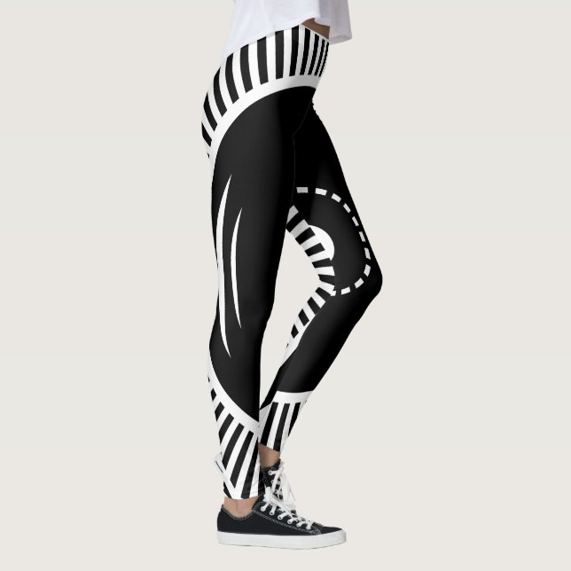 Svartvit geometrisk design leggings (Höger)