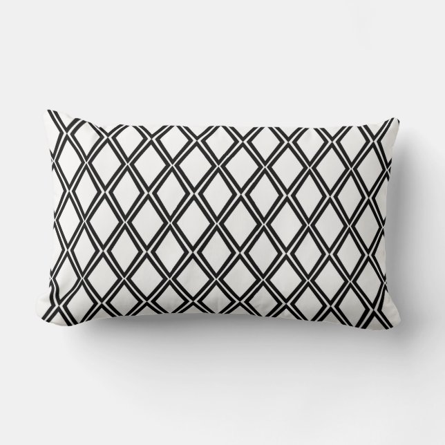 Svartvit geometrisk diameter Mönster Lumbarkudde (Framsida)
