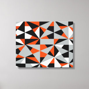 Svartvit Geometrisk fet Retro-Funky-Orange Canvastryck